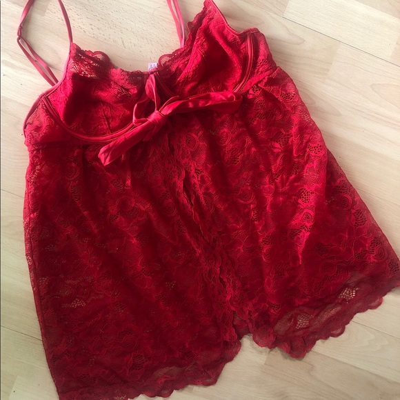 💋🌹 Sexy Babydoll Red Lace Seductive Lingerie La Vie En Rose - Picture 2 of 11